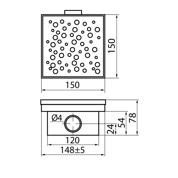 Трап душевой 150*150мм нерж.сталь FD20 KOER FD20-S150