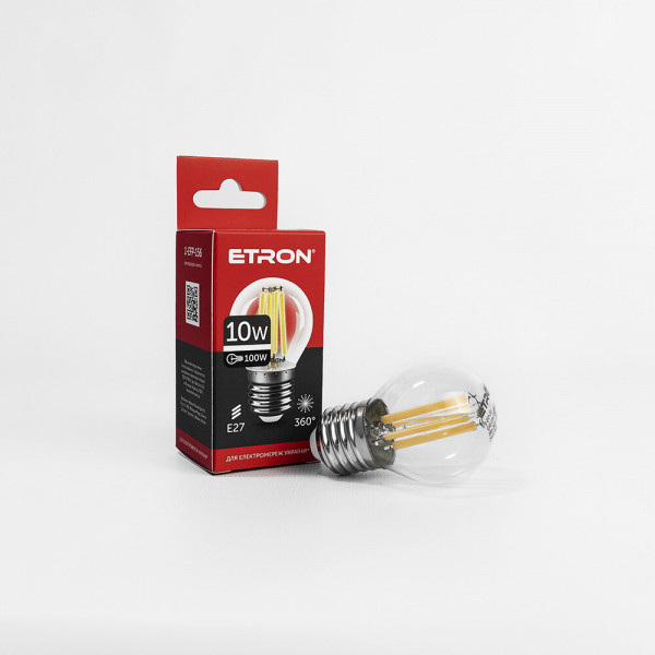 Лампа G45 10W E27 4200K ETRON Filament 1-EFP-156