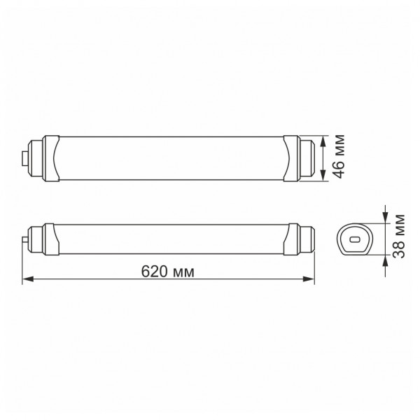 Світильник LED 18W 0,6М 5000K лінійн-магістр Videx VL-BNWL-18065