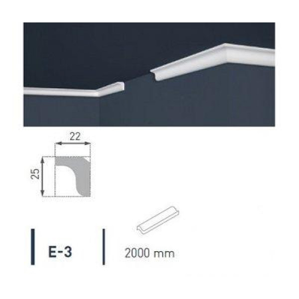 Плінтус стельовий екструдований 2м LUX Е- 3 Marbet E-3