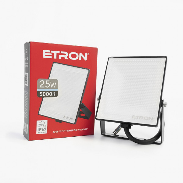 Прожектор 25W 5000K IP67 Etron чорний 1-ESP-204