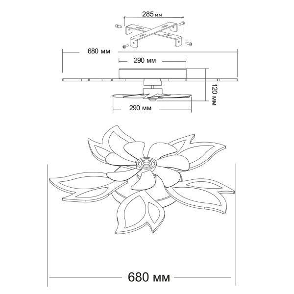Світлодіодна люстра Svetcomplect ASTRA85W+18W5 FAN