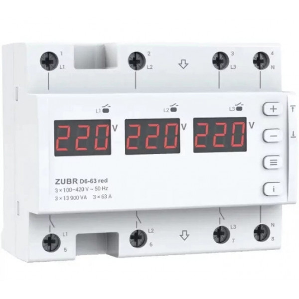 Реле напруги ZUBR D6-63 RED red