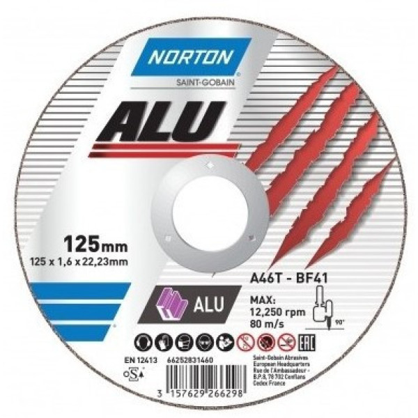 Круг відрізний по алюмінію 230х1.9х22.2 Norton-Alu 66252839271