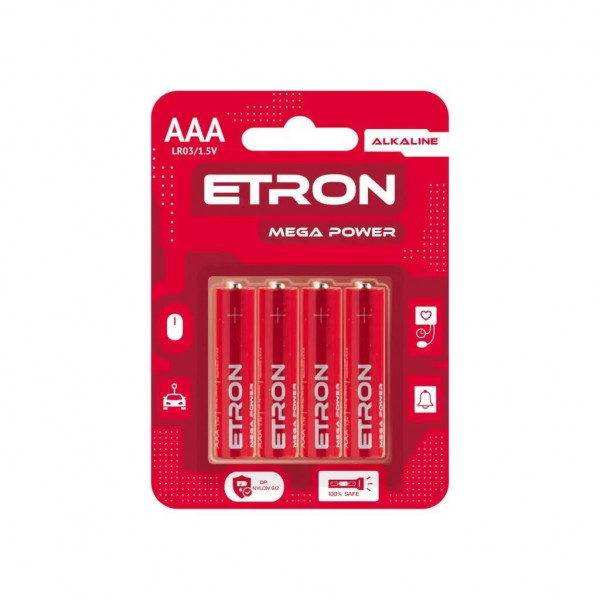 Батарейка лужна ETRON AAА/LR03 1,5 V (4шт) AAA-40S