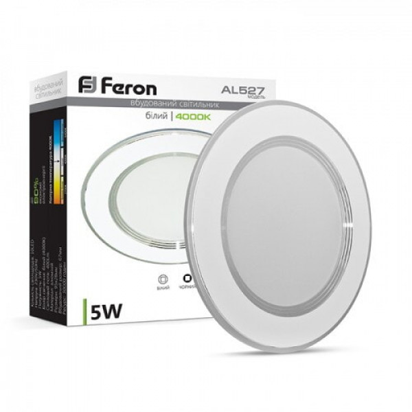 Світильник круг вбудований 5W 400Lm 4000К Feron AL527 білий