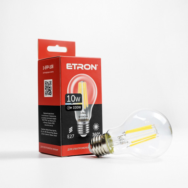 Лампа A60 10W E27 4200K ETRON Filament 1-EFP-108