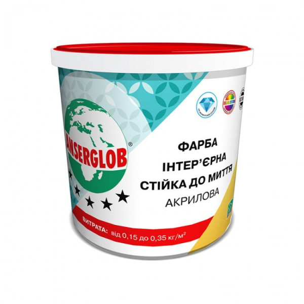 Фарба акрилова стійка до миття ANSERGLOB (14кг)