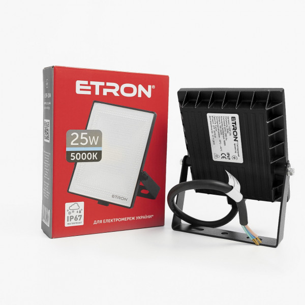 Прожектор 25W 5000K IP67 Etron чорний 1-ESP-204