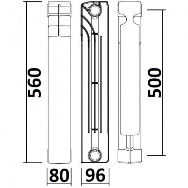 Радіатор біметалічний QUEEN THERM 96/500 1 секції QUEENTHER Al+Fe