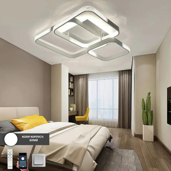 Світлодіодна люстра 130W AKRILIKA SQUARE 4S WHITE