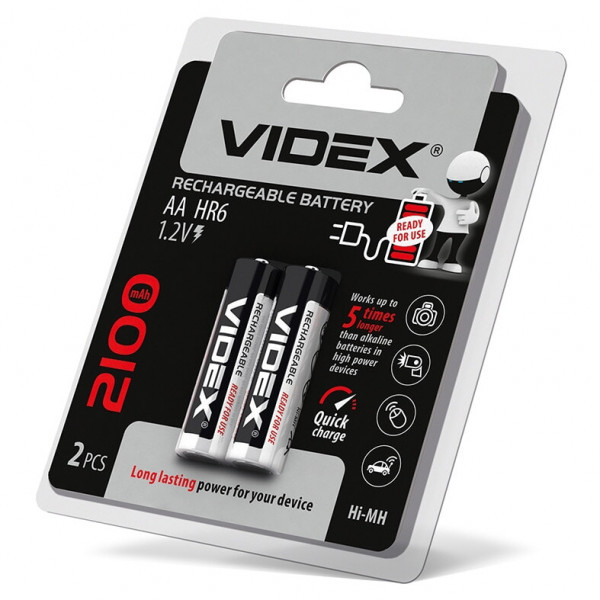 Акумулятор HR6 2100mAh 1.2V AA blister/2pcsVidex HR6/2100/2DВ