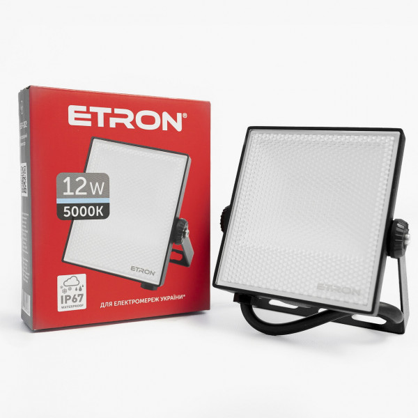 Вуличний світильник прожектор світлодіодний Лед 12Вт Etron чорний