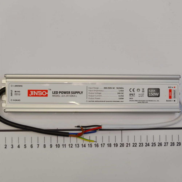 Трансформатор для свет.ленты гермет 24V150W Jinbo JLV-24150KA-L