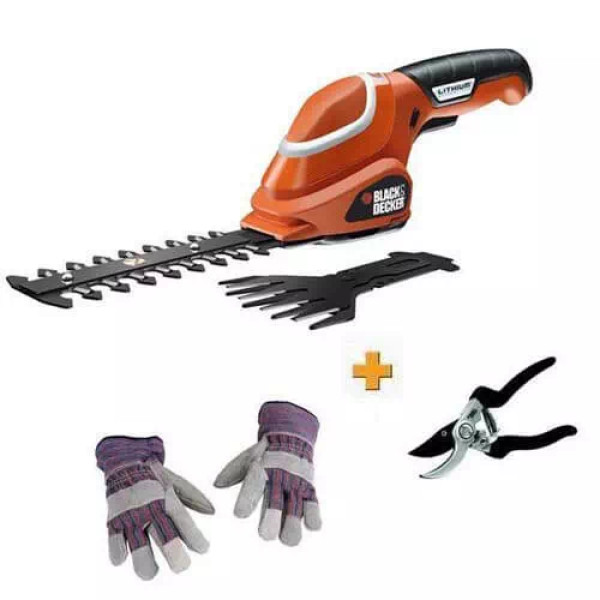 Кущоріз-ножиці акумуляторні BLACK+DECKER комплект GSL700KIT