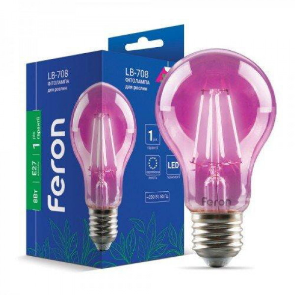 Лампа A60 8W фіто E27 Feron LB-708