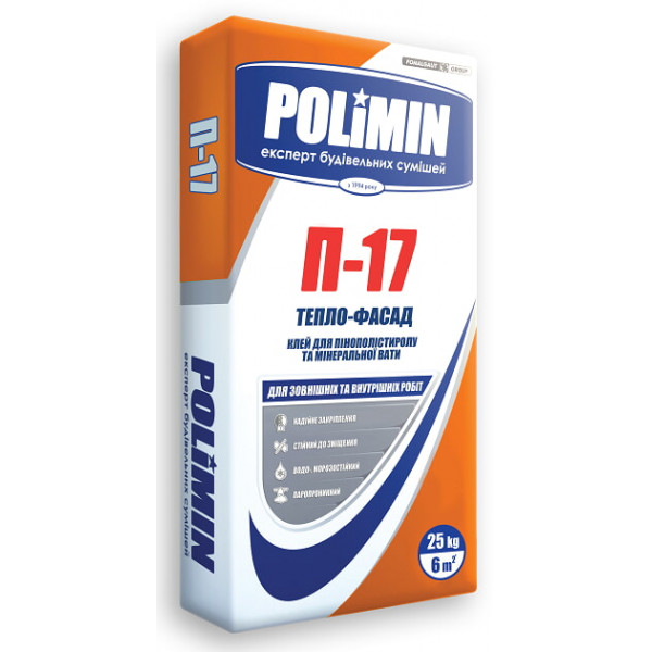 Суміш клеюча для утеплення П-17 Polimin (25кг) П17 Polimin