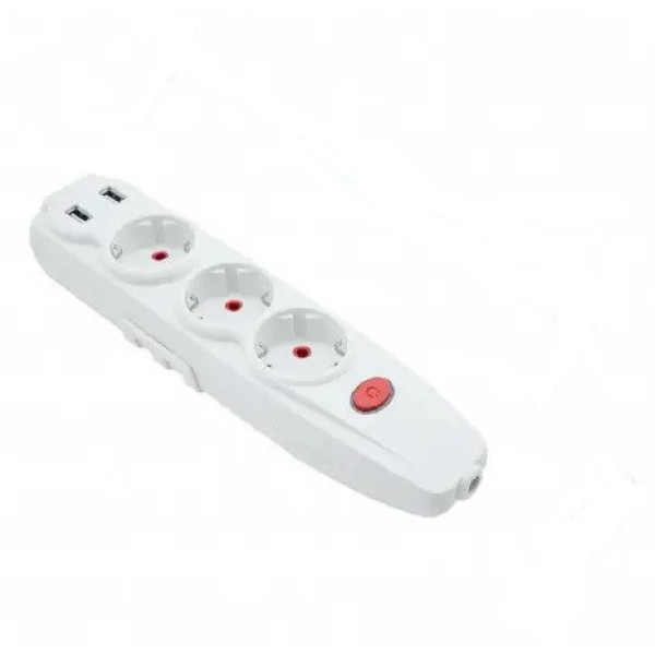 Подовжувач 3вх./3м + USB з/з з вимикачем RН