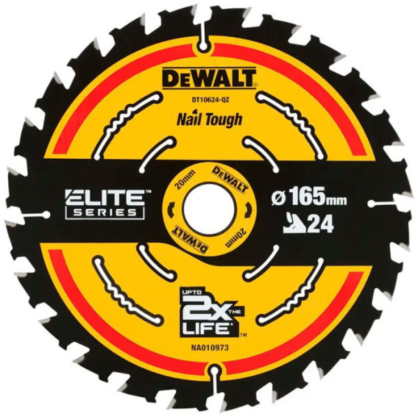 Диск для дерева 165 24Т 20 DeWalt ELITE EXTREME DT10400/DT10624