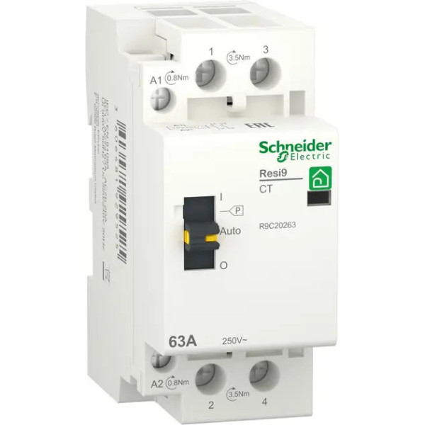 Контактор SCHNEIDER RESI9 1P+N 63A 2NO 240В R9C20263