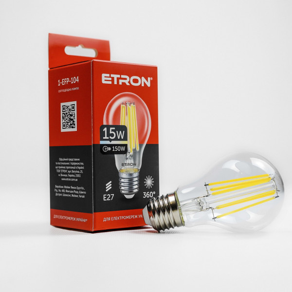 Лампа A60 15W E27 4200K ETRON Filament 1-EFP-104