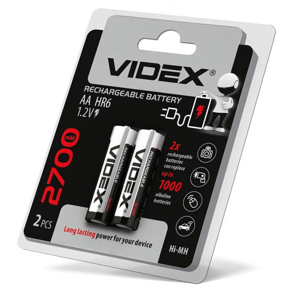 Акумулятор HR6 2700mAh 1.2V AA blister/2pcsVidex оригінал
