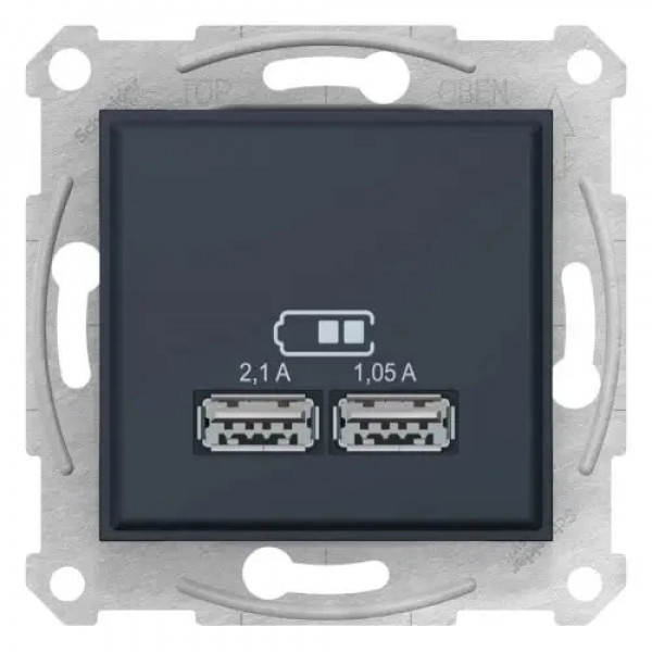 Розетка USB 2,1A Schneider графіт (Sedna)