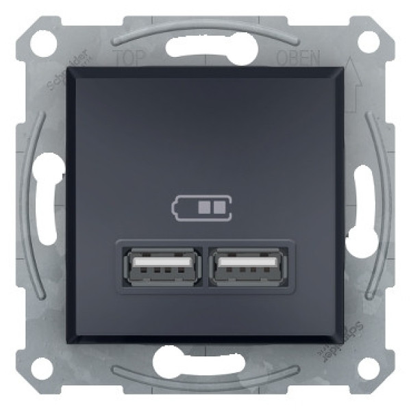 Розетка USB 2,1A Schneider антрацит (Asfora) EPH2700271