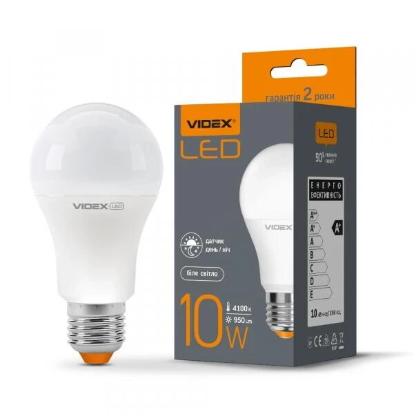 Лампа A60 10W E27 4100K з сенсор. освітлен. Videx VLA60е10274-N
