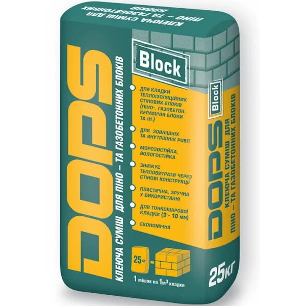 Сумiш мурувальна для газбетону Block DOPS (25 кг)