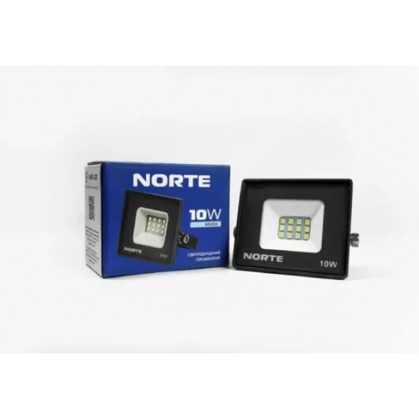 Прожектор 10W 6500K IP65 чорний Norte 1-NSP-1201