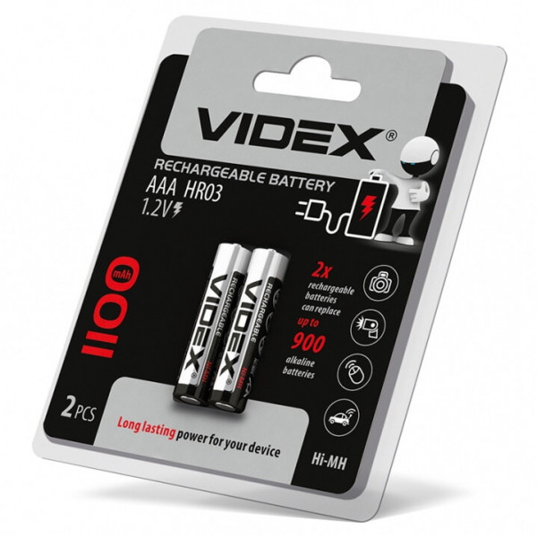 Акумулятор HR03 1100mAh 1.2V AAA blister/2pcsVidex HR03/1100/2DВ