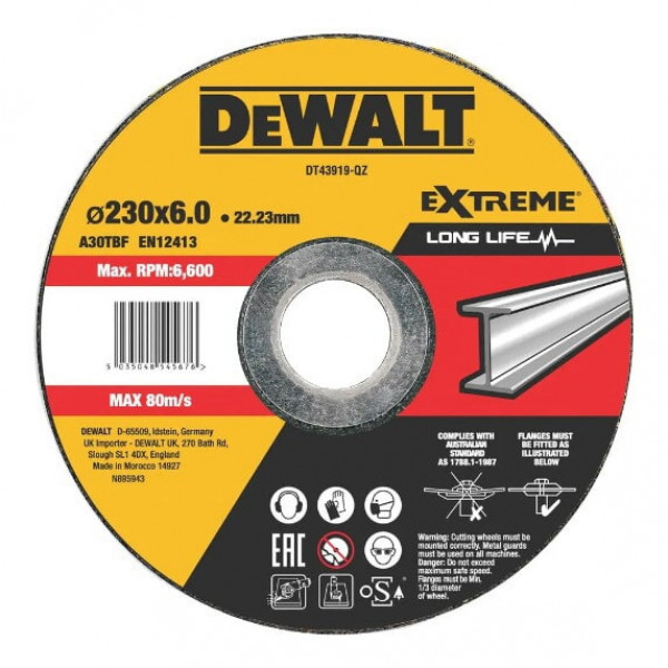Круг зачисний по металу 230х6,0х22 DeWalt DT43919