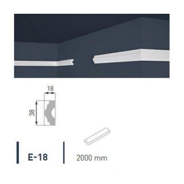 Плінтус стельовий екструдований 2м LUX Е-18 Marbet E-18
