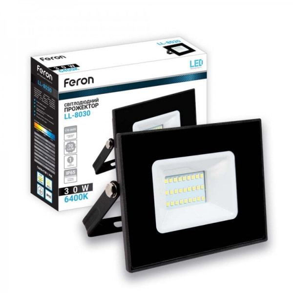 Прожектор  30W 6400K IP65 Feron чорний