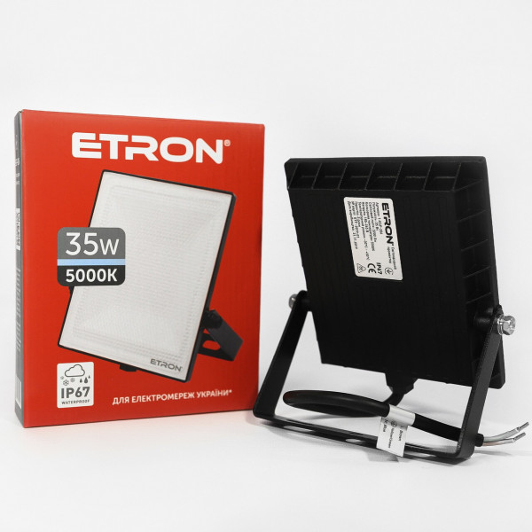 Вуличний світильник прожектор світлодіодний Лед 35Вт Etron чорний