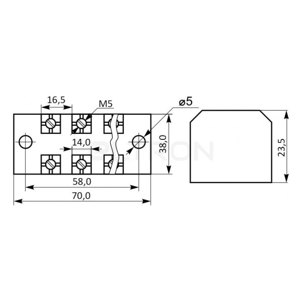 Клема гвинтова в корпусі TB4503 45A/ 3 Аско/TAKEL