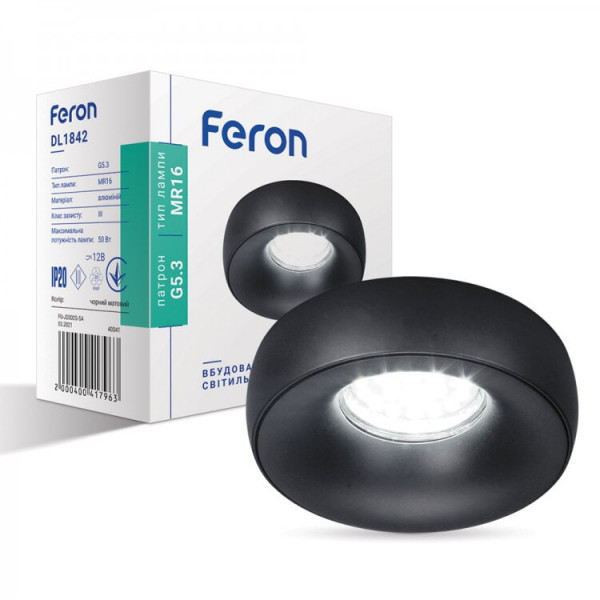 Світильник MR16/G5.3 неповоротний чорн. хром Feron DL1842чорн.хром