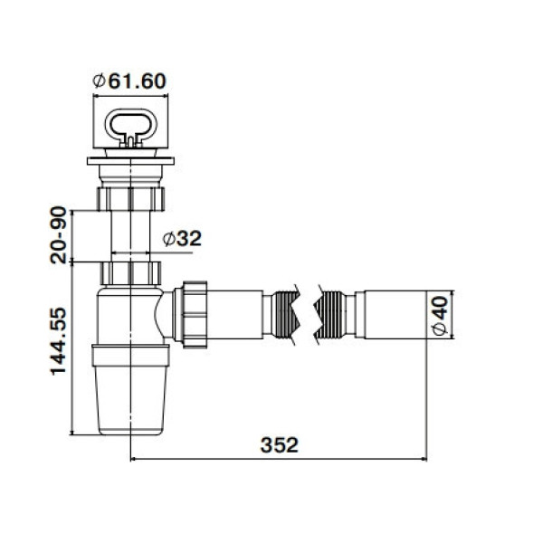 Сифон для умывальника d40 Koller Pool КР 7013