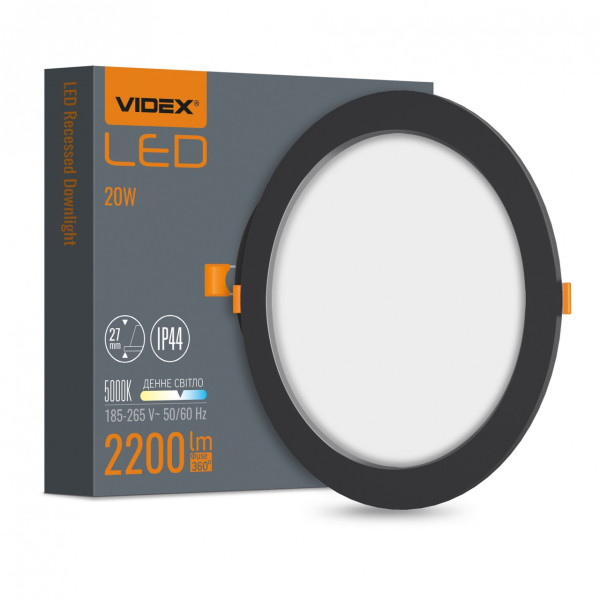 Світильник LED Videx круглий накладний 20W 5000К VL-DLBR-205B