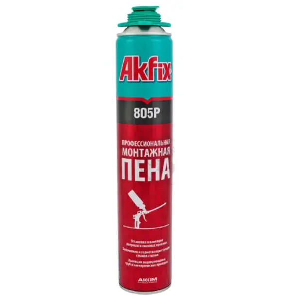 Піна монтажна Akfix 805Р (750мл/850гр) під пістолет всесезонна