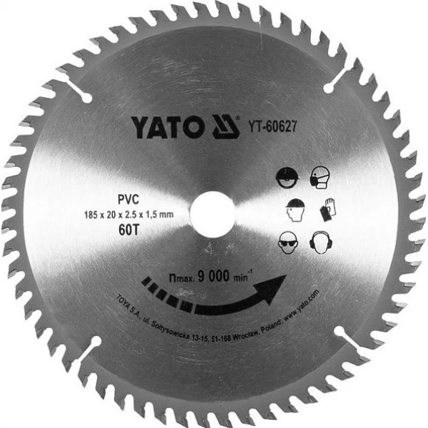 Диск для ПВХ 185 60Т 20 YATO YT-60627