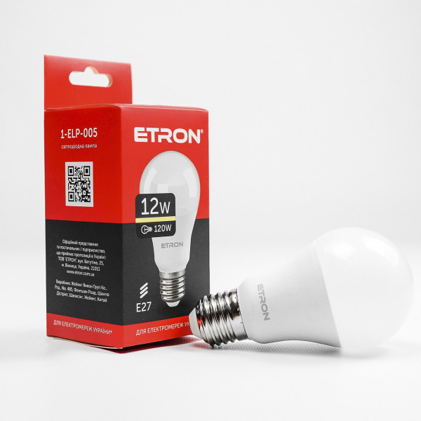 Лампа A60 12W E27 3000K ETRON 1-ELP-005