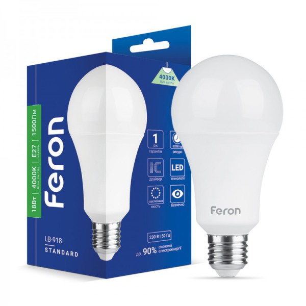 Лампа A55 7W E27 4000К Feron